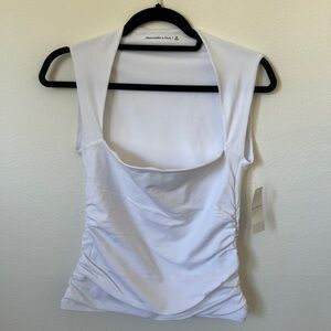 Abercrombie cap sleeve ruched body con blouse tank.